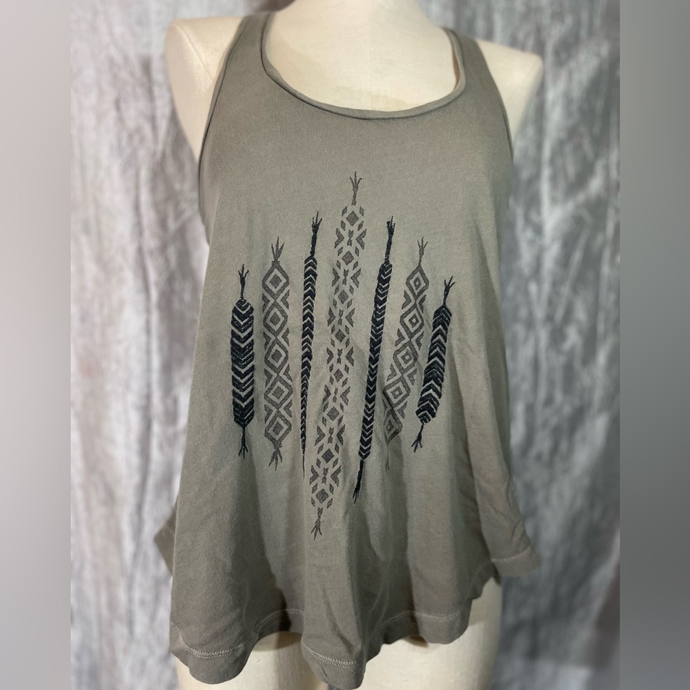 American Eagle tank top with embroidered tribal designs; racerback; 100% cotton